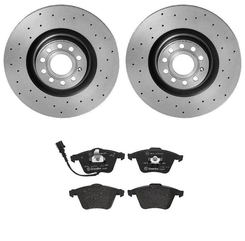 VW Brakes Kit Brembo Pads and Rotors Front (345mm) (Xtra) (LowMet